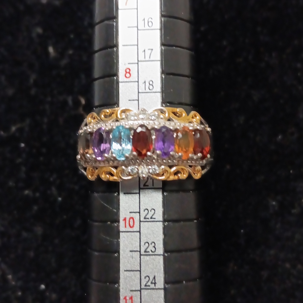 EverTrue Multi Gemstone 1.75 ctw Ring in 18K Yellow Gold Plated